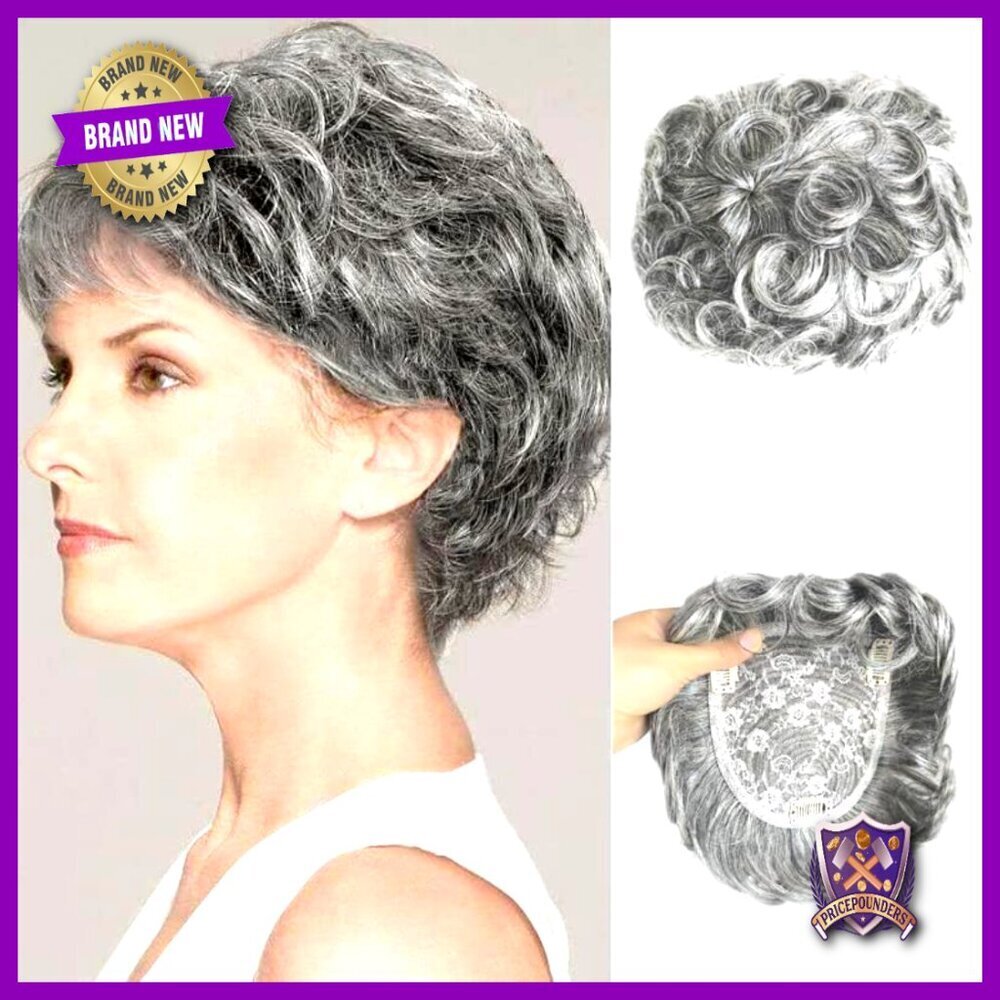 Curly Human Hair Topper Clip-In Replacement Wiglet for Thinning Hair Women
